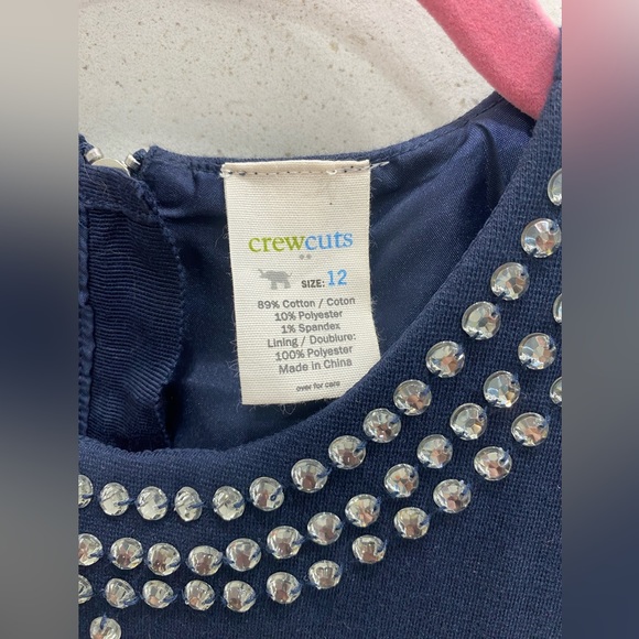 Adorable J Crew Crew Cuts Navy Rhinestone Dress Size 12 - Picture 3 of 4